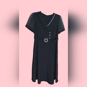 Elegant Black Dress with Sheer Sleeves